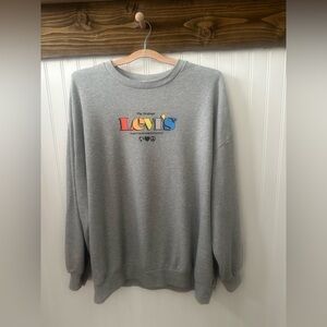 Levi's Gray Sweatshirt Pride Rainbow Very Oversized Sz M 80s look